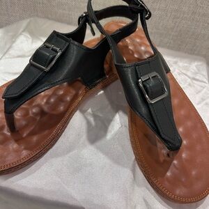 SHEIN Black and Brown Buckle Sandals
